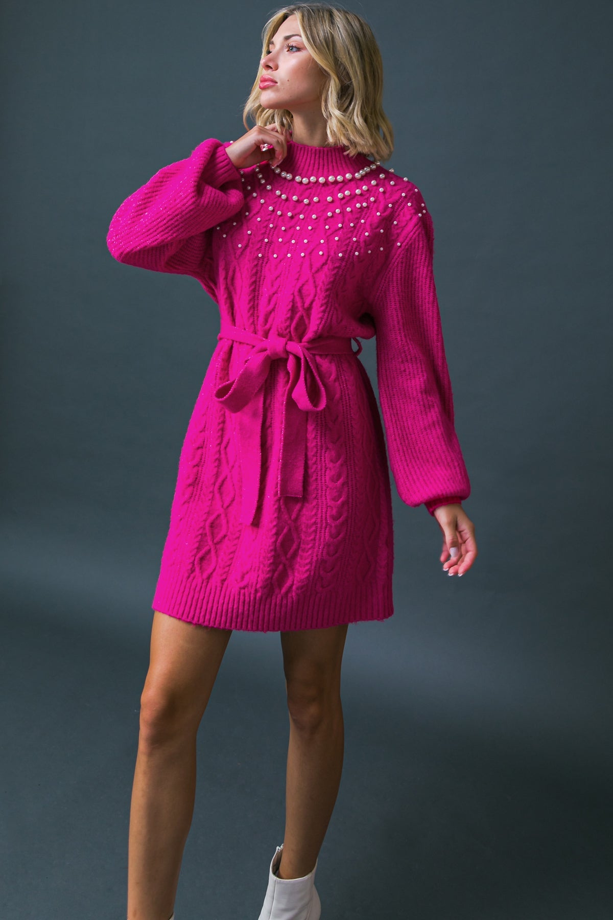 BRING THE VIBES SWEATER MINI DRESS