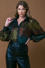 CAUSE A COMMOTION SEQUIN BLOUSE