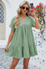 Ruched Tiered V-Neck Short Sleeve Mini Dress test