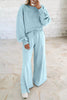 Drop Shoulder Puff Sleeve Crop Pullover Drawstring Wide Leg Pants Set test