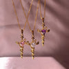 Copper Zircon Cross Pendant Necklace test