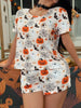 Halloween Print Short Sleeve Top and Shorts Lounge Set test