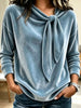 Velvet Tie Front Long Sleeve Sweatshirt test