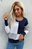 Perfee Color Block Ribbed Trim Round Neck Knit Pullover test