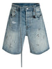 Men's Washed Graffiti Print Denim Bermuda Shorts test