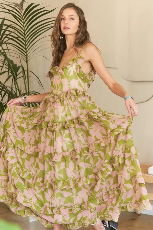 ADORA Ruffled Tiered Scoop Neck Cami Dress - Shopimist