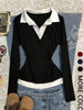 Contrast Collar Long Sleeve T-Shirt test