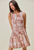 SO ME Shell Print Smocked Fit And Flare Mini Lined Dress test