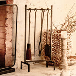 4 Piece Black Iron Fireplace Tool Set