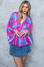 HERE WE GO AGAIN BLUE WOVEN TOP