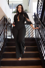 La Mesh Inserted Fashion Jumpsuit
