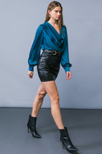 RUN FREE BABE FAUX LEATHER MINI SKIRT