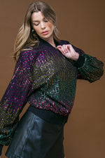 ENTERTAIN ME SEQUIN BOMBER JACKET